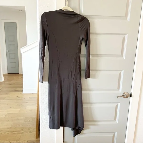 New Revolve Enza Costa Matte Jersey Slash Midi Dress in Dark Pewter - Picture 5 of 5